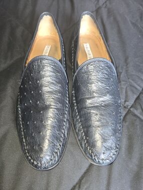 Aldo Brue Handmade Italian Ostrich Leather Loafers Men's 10.5 Made in Italy